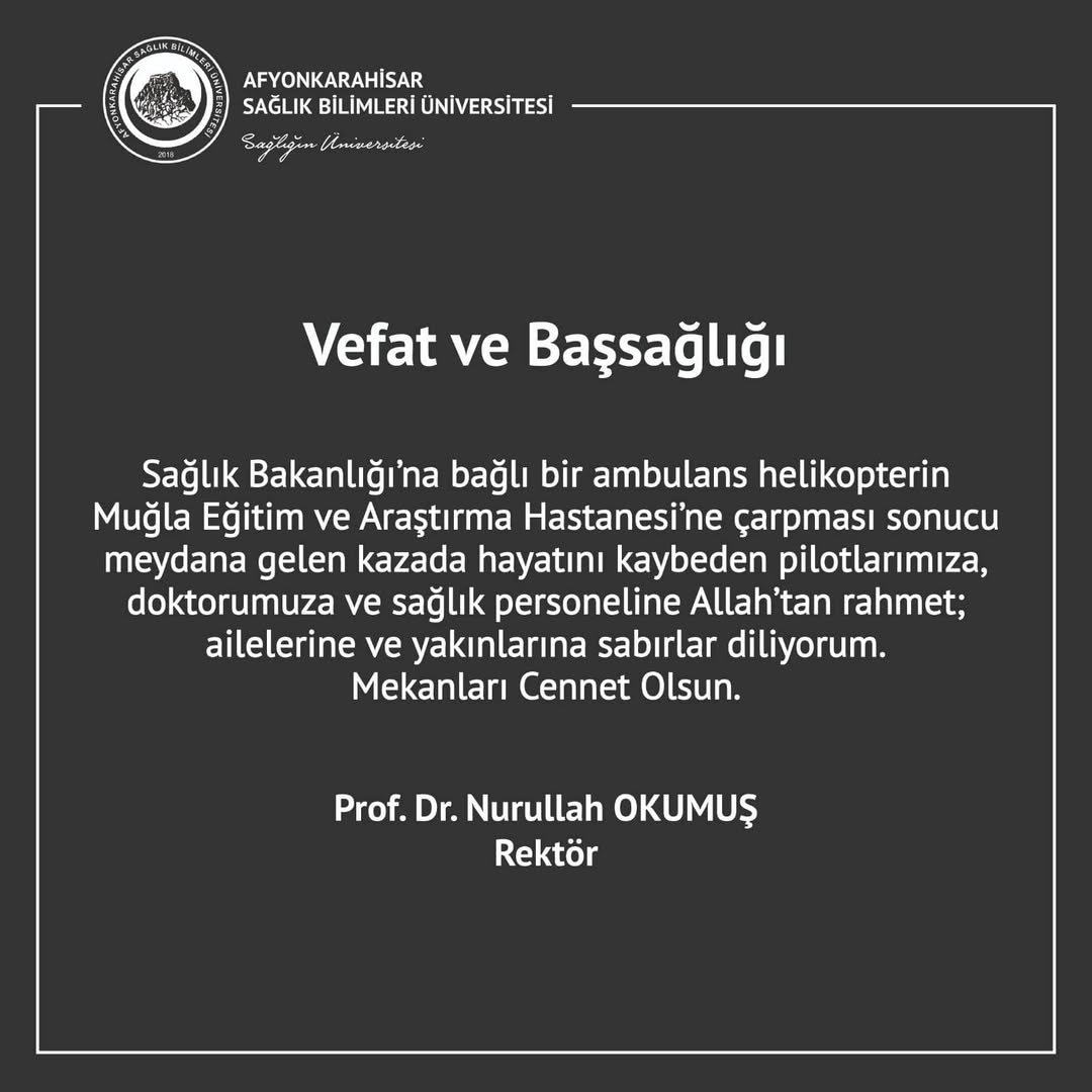 AFSÜ'den Denizli'deki Kazada Hayatını Kaybedenler İçin Başsağlığı Mesajı