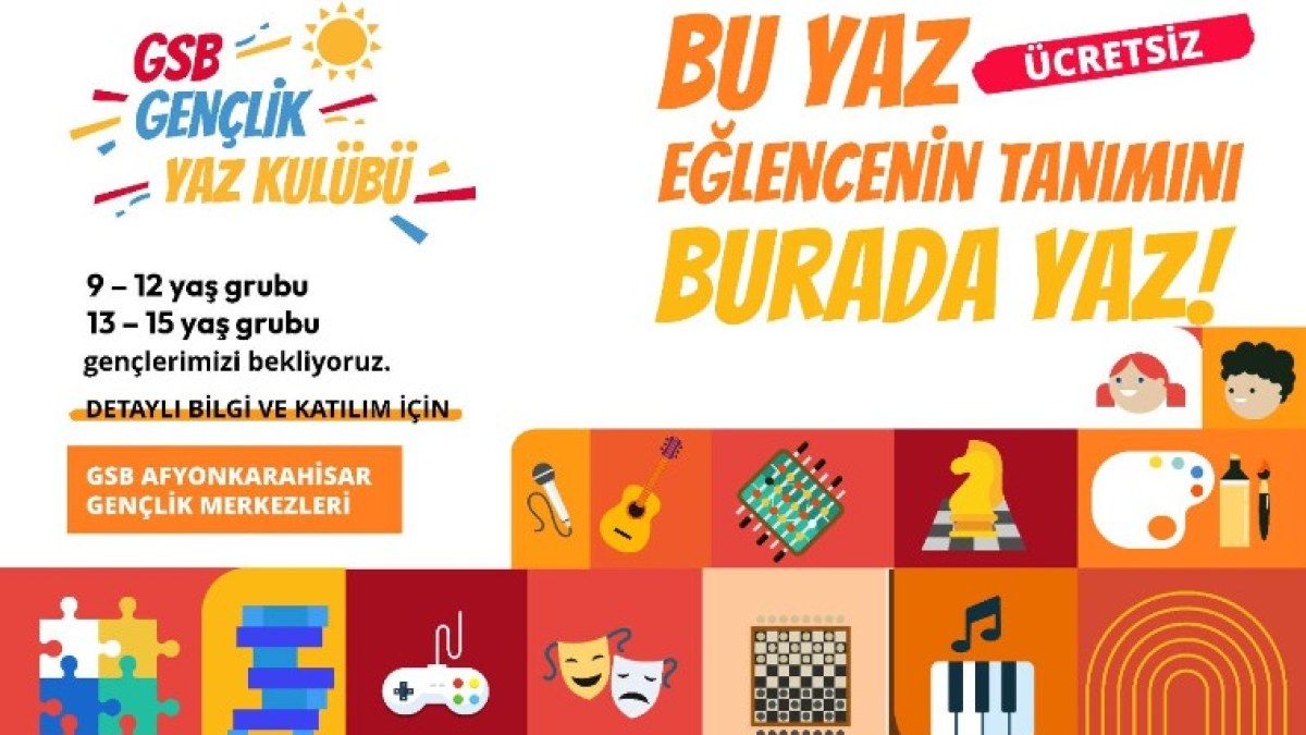 Afyonkarahisar'da Ücretsiz GSB Gençlik Yaz Kulübü Programları Başlıyor