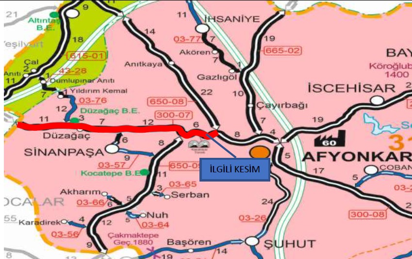 Afyonkarahisar-Uşak Devlet Yolu Onarım Çalışması Sücüler dikkat