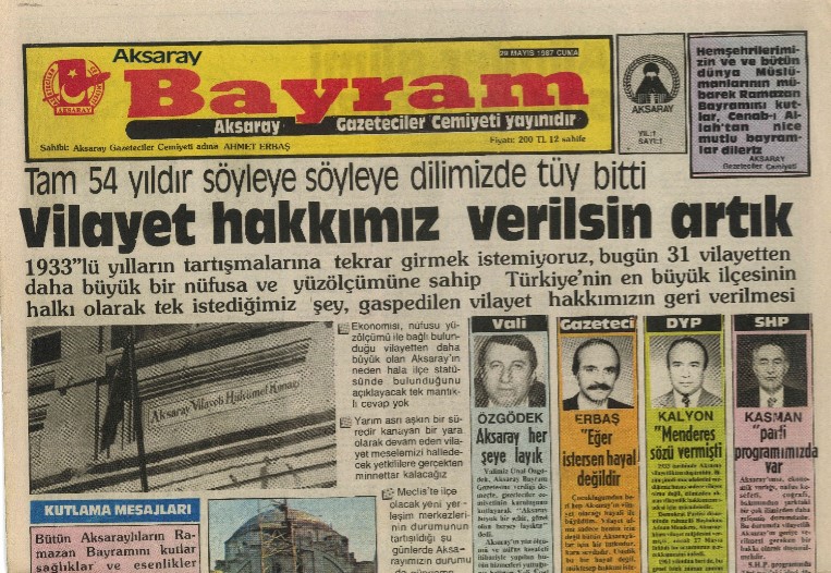 VİLAYET KIVILCIMINI YAKAN CEMİYET BAŞKANININ PLAKETİ EVLADINA!