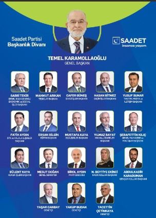 Saadet Partisi’nin 19 kişilik Başkanlık Divanı belirlendi.  