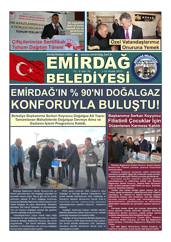 Emirdağ Belediyesi, Faaliyetlerini İçeren Bültene Erişim Sağlayabilirsiniz